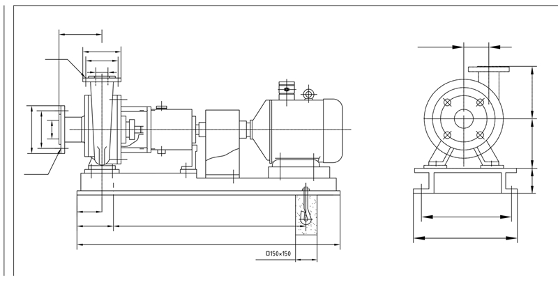化工混流泵SPP25-25-110kw-4外形结构图